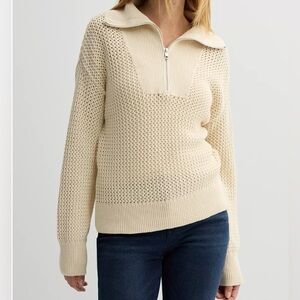 Women's Sonoma Open Knit  Zipper neckline Sweater Beige Size 2XL Sleeveless long